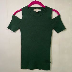 Michael Kors Green Cold Shoulder Short Sleeved Sweater